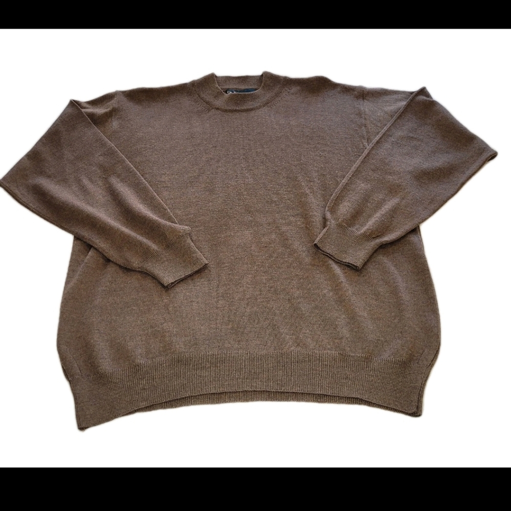 R&R Casuals Men's Large Sweater Brown Merino Wool Italy